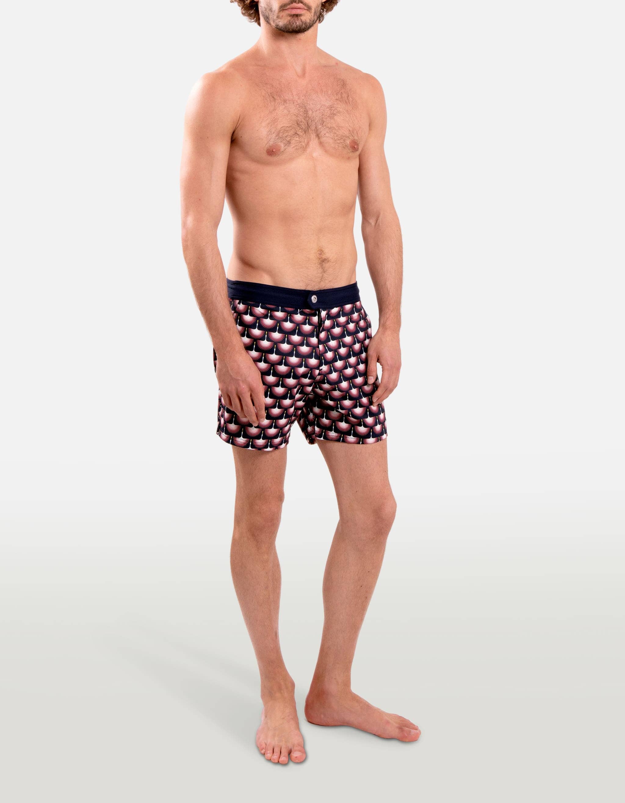 Ben - P30. Navy Hewed Swim Shorts - Ben MACKEENE 