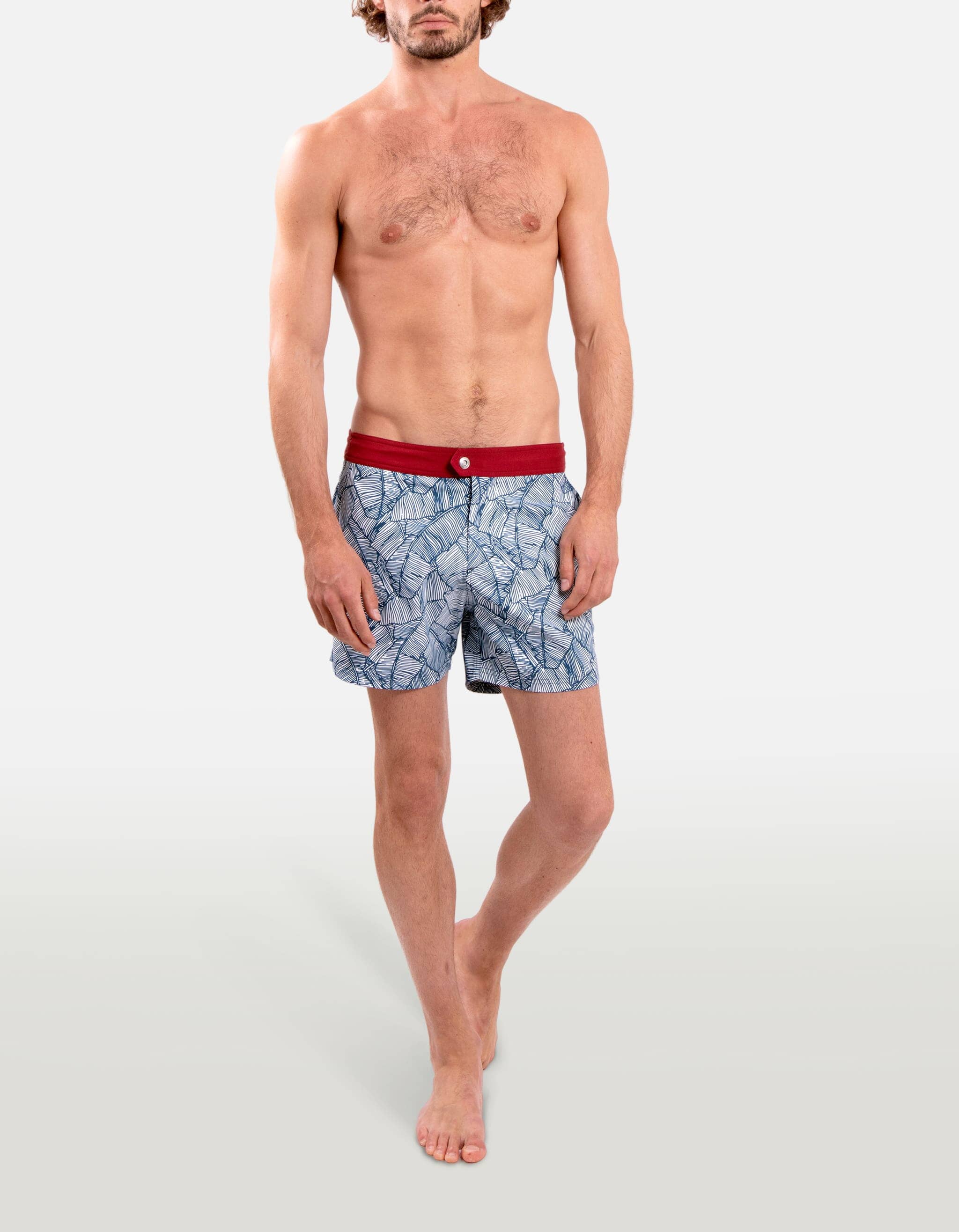 Ben - P36. Arty Blue Leaves Swim Shorts - Ben MACKEENE 