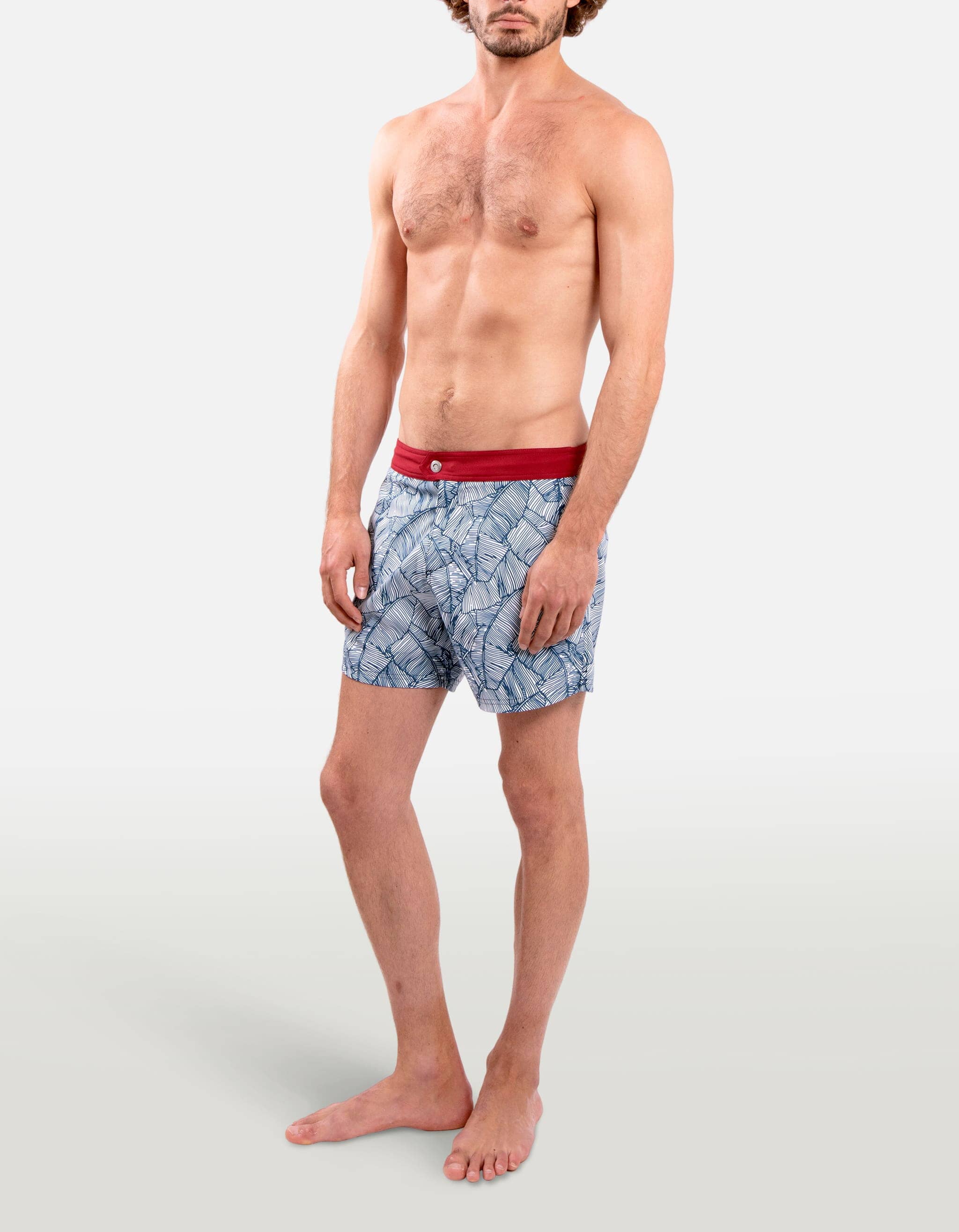 Ben - P36. Arty Blue Leaves Swim Shorts - Ben MACKEENE 