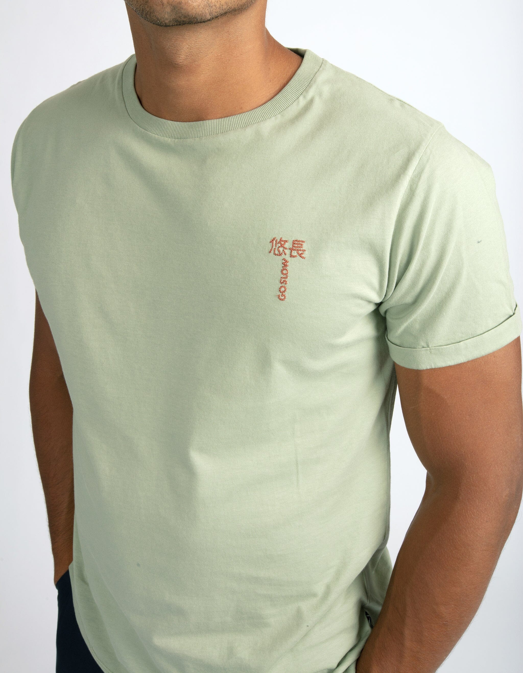 Jofe - 04. Green Tea - Embroidered Go Slow Jofe - 04. Green Tea - Embroidered T-Shirts - Jofe MACKEENE