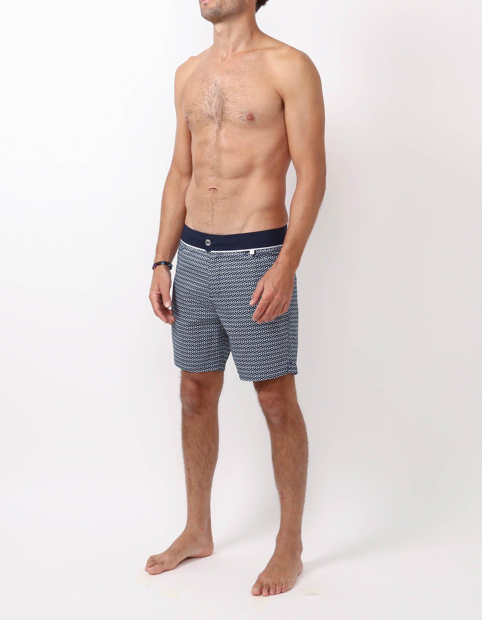 Barth4 - P16. Chevron Navy & Navy Swim Shorts - Barth4 MACKEENE 